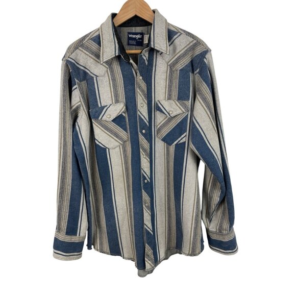 Wrangler Other - Wrangler X-Long Tails Men's Shirt Pearl Snap Long Sleeve 17 1/2 x 35 Heavy